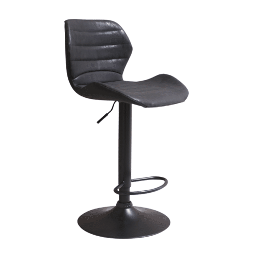 Bola Barstol i Sort Imiteret Læder & Sort Stel fra House Of Sander | H83-108 x B48 x D46 cm