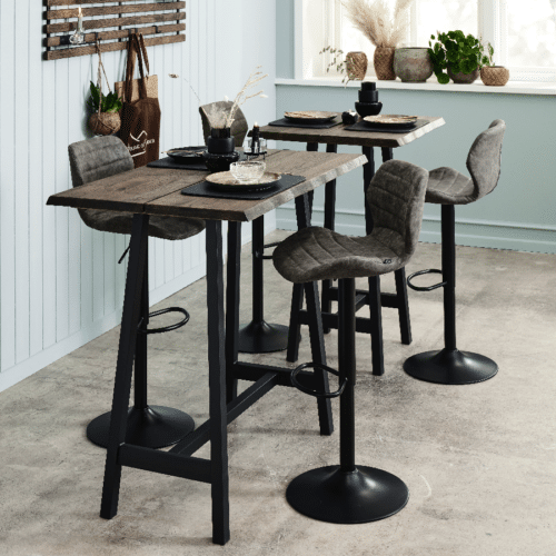 Curve Snedker Barbord i Massiv Egetræ & Grå Olie fra House Of Sander | B: 80cm. L: 80-120cm. H: 3cm.