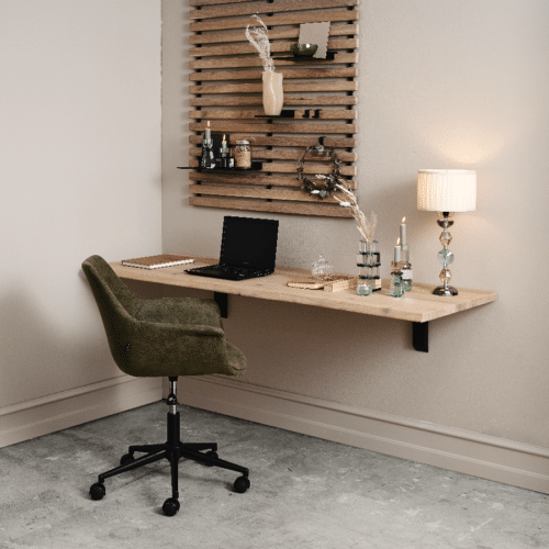 Edda Kontorstol i Oliven Imiteret Ruskind & Sort Stel fra House Of Sander | H82 x B62 x L68 cm