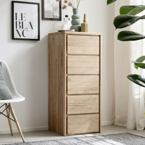 Heimdal Snedker Kommode i Massiv Egetræ med 5 Skuffer uden Metalben fra Organic Sleep | Naturolie