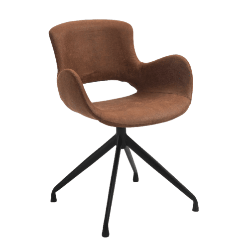 Luna Spisebordsstol i Camel Mikrofiber & Sort Roterbart Stel fra House Of Sander | H82,5 x B57 x L50 cm