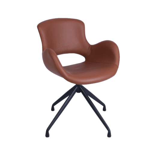 Luna Spisebordsstol i Cognac Brasiliansk Okseskind & Sort Roterbart Stel fra House Of Sander | H82,5 x B57 x L50 cm