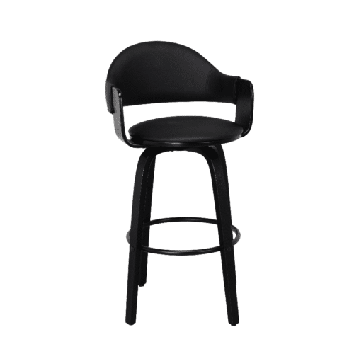 Magne Barstol i Sort Imiteret Læder & Sort Træstel fra House Of Sander | H97 x B50 x L46 cm