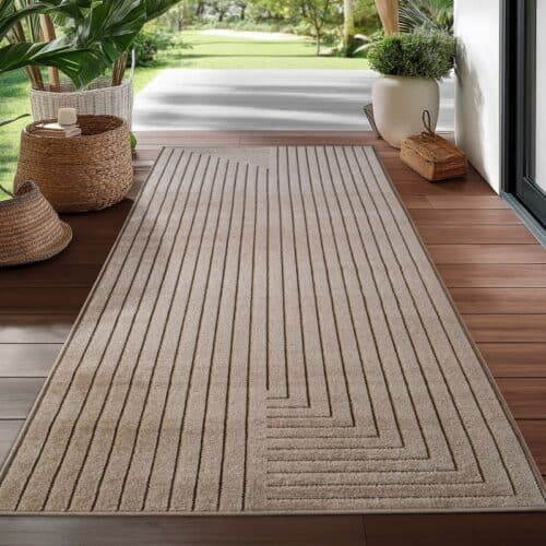 Amelia Indendørs/Udendørs Gulvtæppe i Beige fra Rugs by Uniquebeds Home & Living | Flere Størrelser