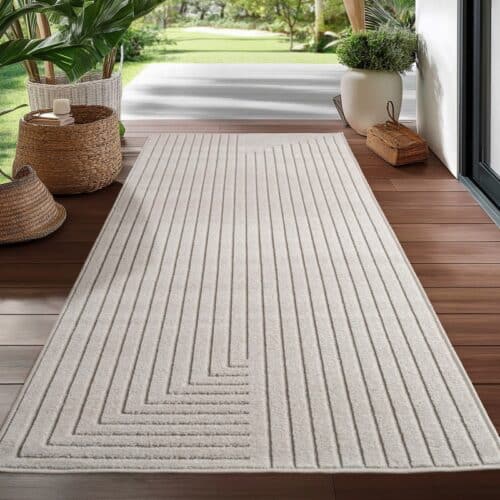 Amelia Indendørs/Udendørs Gulvtæppe i Cremefarvet fra Rugs by Uniquebeds Home & Living | Flere Størrelser