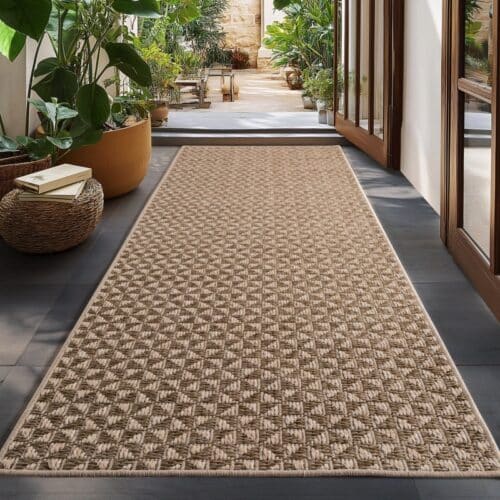 Isabella Indendørs/Udendørs Gulvtæppe i Beige fra Rugs by Uniquebeds Home & Living | Flere Størrelser