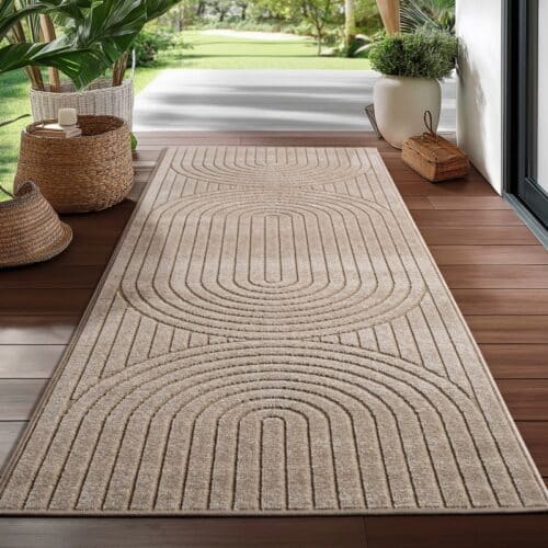 Lily Indendørs/Udendørs Gulvtæppe i Beige fra Rugs by Uniquebeds Home & Living | Flere Størrelser