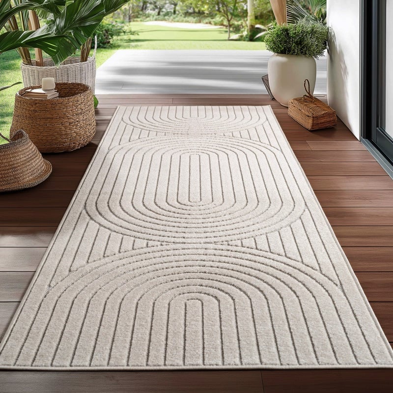 Lily Indendørs/Udendørs Gulvtæppe i Cremefarvet fra Rugs by Uniquebeds Home & Living | Flere Størrelser