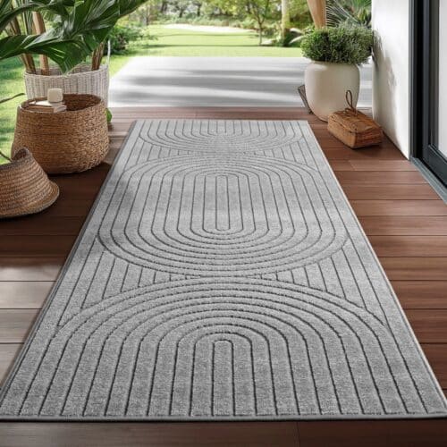 Lily Indendørs/Udendørs Gulvtæppe i Sølvgrå fra Rugs by Uniquebeds Home & Living | Flere Størrelser