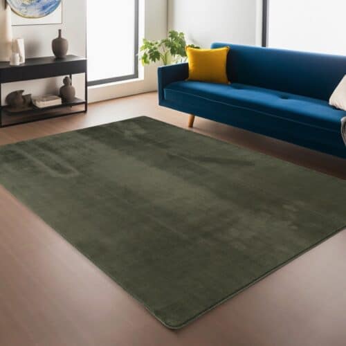 Sophia Grønt Gulvtæppe i Polyester fra Rugs by Uniquebeds Home & Living | Flere Størrelser i Firkantet & Rund