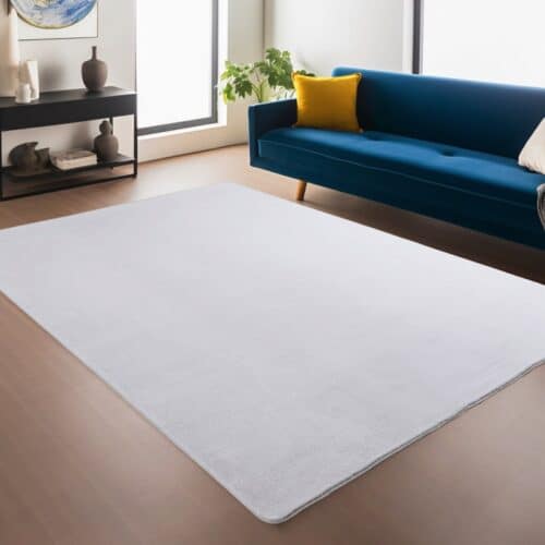 Sophia Hvidt Gulvtæppe i Polyester fra Rugs by Uniquebeds Home & Living | Flere Størrelser i Firkantet & Rund