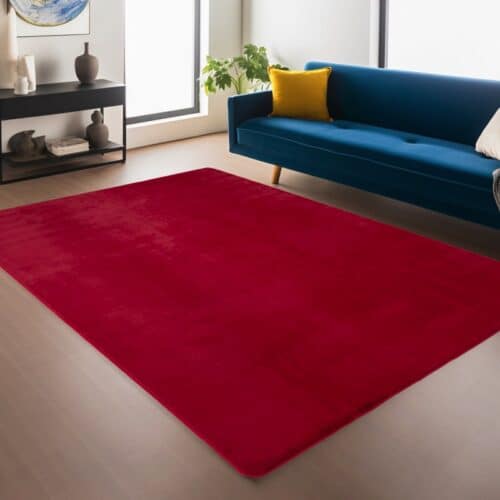 Sophia Rødt Gulvtæppe i Polyester fra Rugs by Uniquebeds Home & Living | Flere Størrelser i Firkantet & Rund