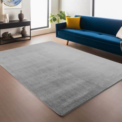 Sophia Sølvgrå Gulvtæppe i Polyester fra Rugs by Uniquebeds Home & Living | Flere Størrelser i Firkantet & Rund