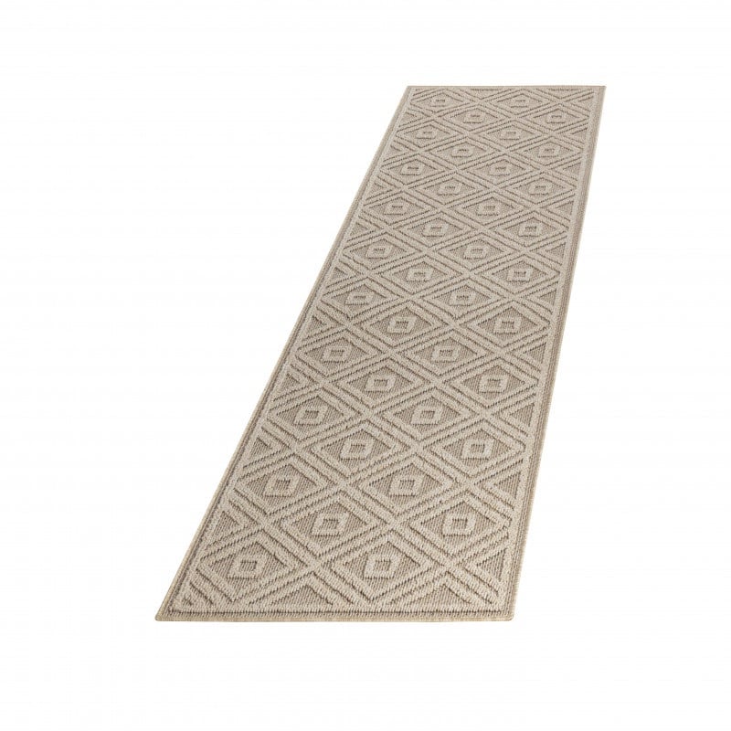 Ellie Indendørs/Udendørs Gulvtæppe i Beige med Simpelt Diamantgitter Mønster fra Rugs by Uniquebeds Home & Living | Flere Størrelser - Billede 3