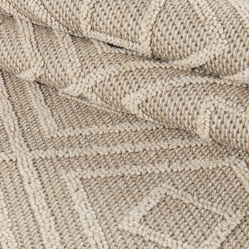 Ellie Indendørs/Udendørs Gulvtæppe i Beige med Simpelt Diamantgitter Mønster fra Rugs by Uniquebeds Home & Living | Flere Størrelser - Billede 6