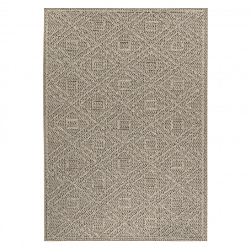 Ellie Indendørs/Udendørs Gulvtæppe i Beige med Simpelt Diamantgitter Mønster fra Rugs by Uniquebeds Home & Living | Flere Størrelser - Billede 2