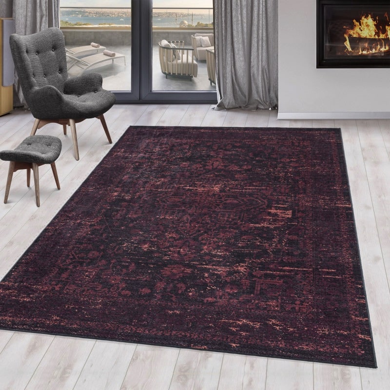 Grace Gulvtæppe i Rød med Orientalsk Design fra Rugs by Uniquebeds Home & Living | Flere Størrelser
