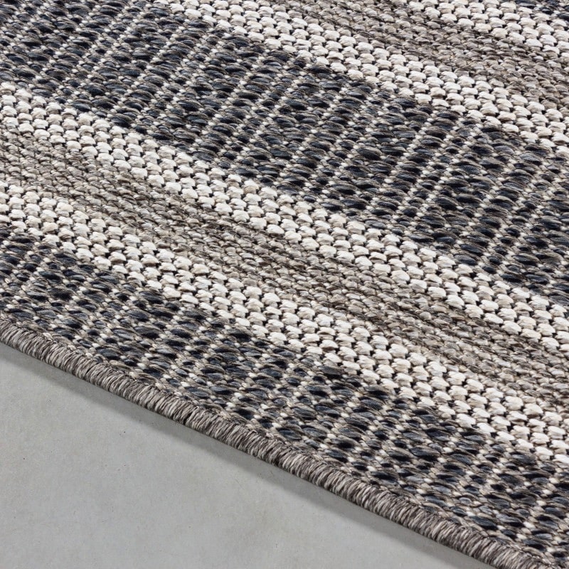 Hazel Indendørs/Udendørs Gulvtæppe i Grå med Simpel Cremefarvet Kant fra Rugs by Uniquebeds Home & Living | Flere Størrelser - Billede 3