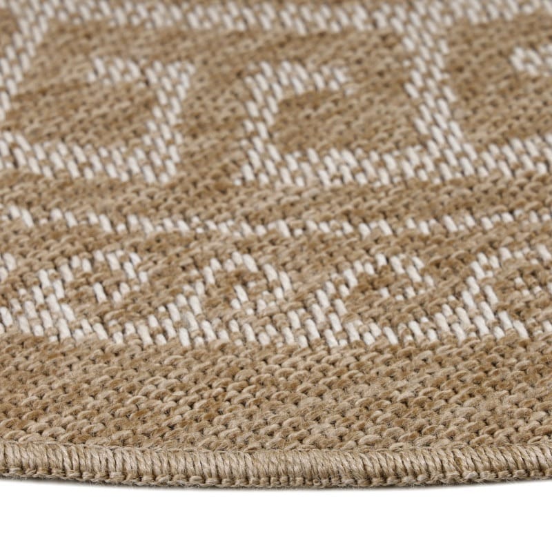 Jasmine Rundt Indendørs/Udendørs Gulvtæppe i Beige med Simpelt Lyst Bølgemønster fra Rugs by Uniquebeds Home & Living | Flere Størrelser - Billede 3