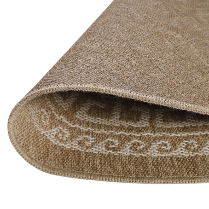Jasmine Rundt Indendørs/Udendørs Gulvtæppe i Beige med Simpelt Lyst Bølgemønster fra Rugs by Uniquebeds Home & Living | Flere Størrelser - Billede 4