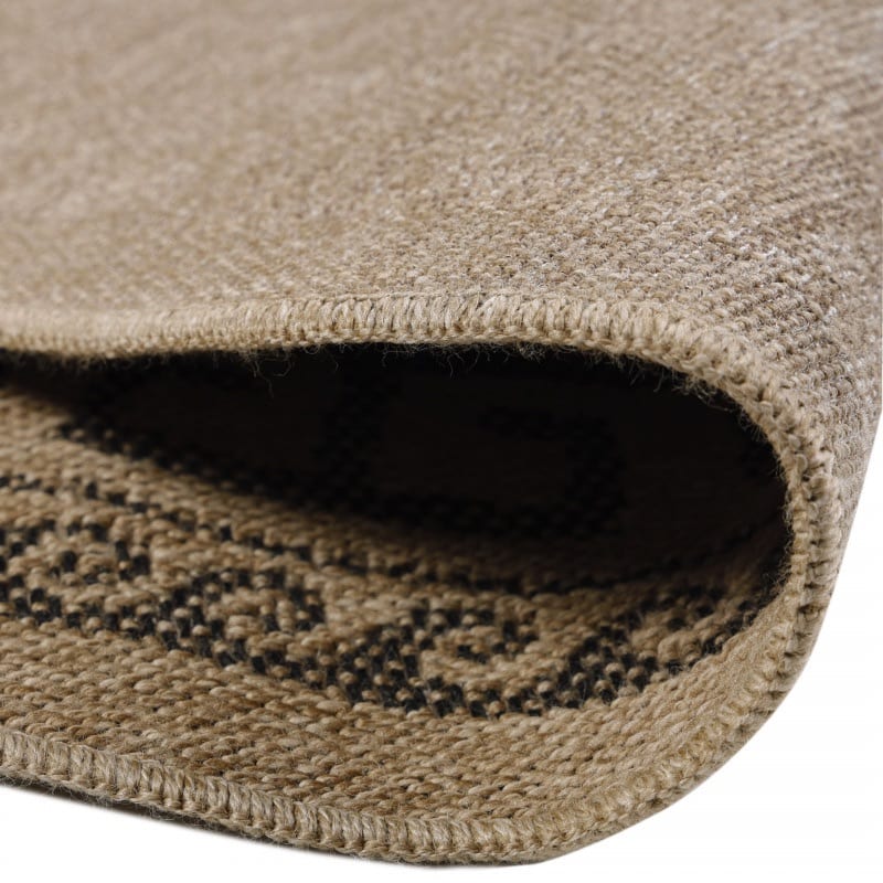 Jasmine Rundt Indendørs/Udendørs Gulvtæppe i Beige med Simpelt Mørkt Bølgemønster fra Rugs by Uniquebeds Home & Living | Flere Størrelser - Billede 4