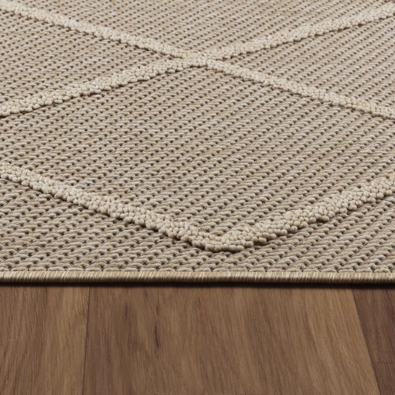 Jessica Indendørs/Udendørs Gulvtæppe i Beige med Simpelt Diamantmønster fra Rugs by Uniquebeds Home & Living | Flere Størrelser - Billede 4
