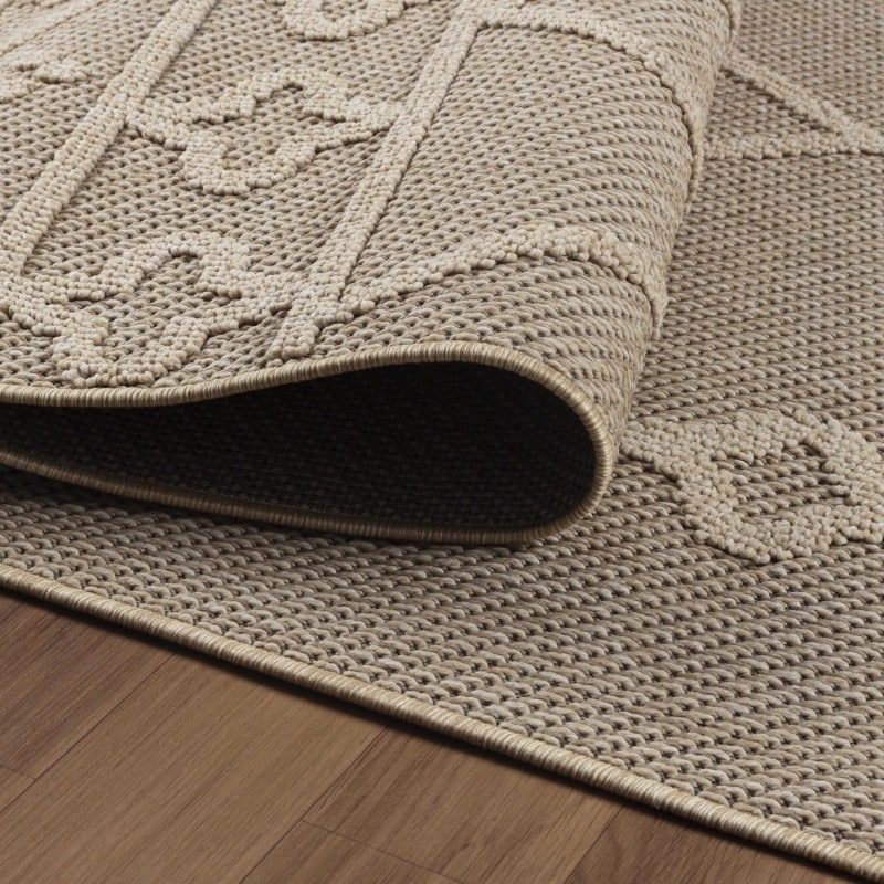 Jessica Indendørs/Udendørs Gulvtæppe i Beige med Simpelt Diamantmønster fra Rugs by Uniquebeds Home & Living | Flere Størrelser - Billede 5