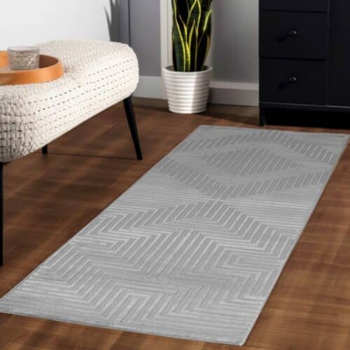 Mabel Gulvtæppe i Sølvgrå med Simpelt Stribet Mønster fra Rugs by Uniquebeds Home & Living | Flere Størrelser