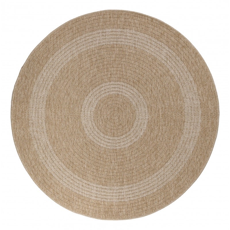 Maria Rundt Indendørs/Udendørs Gulvtæppe i Beige med Simple Lyse Ringe fra Rugs by Uniquebeds Home & Living | Flere Størrelser - Billede 2