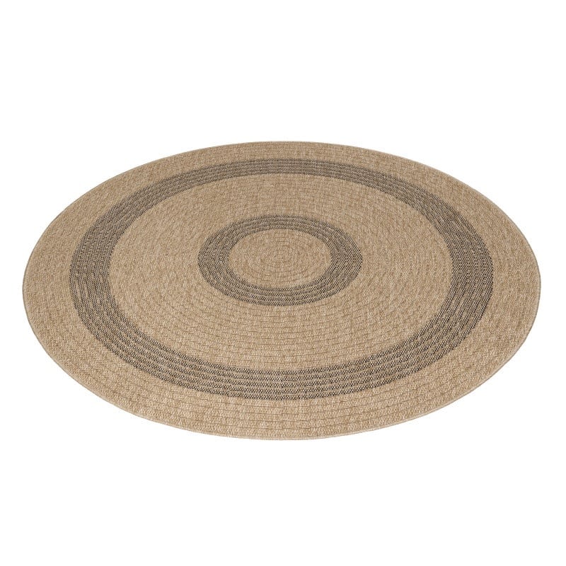 Maria Rundt Indendørs/Udendørs Gulvtæppe i Beige med Simple Mørke Ringe fra Rugs by Uniquebeds Home & Living | Flere Størrelser - Billede 5