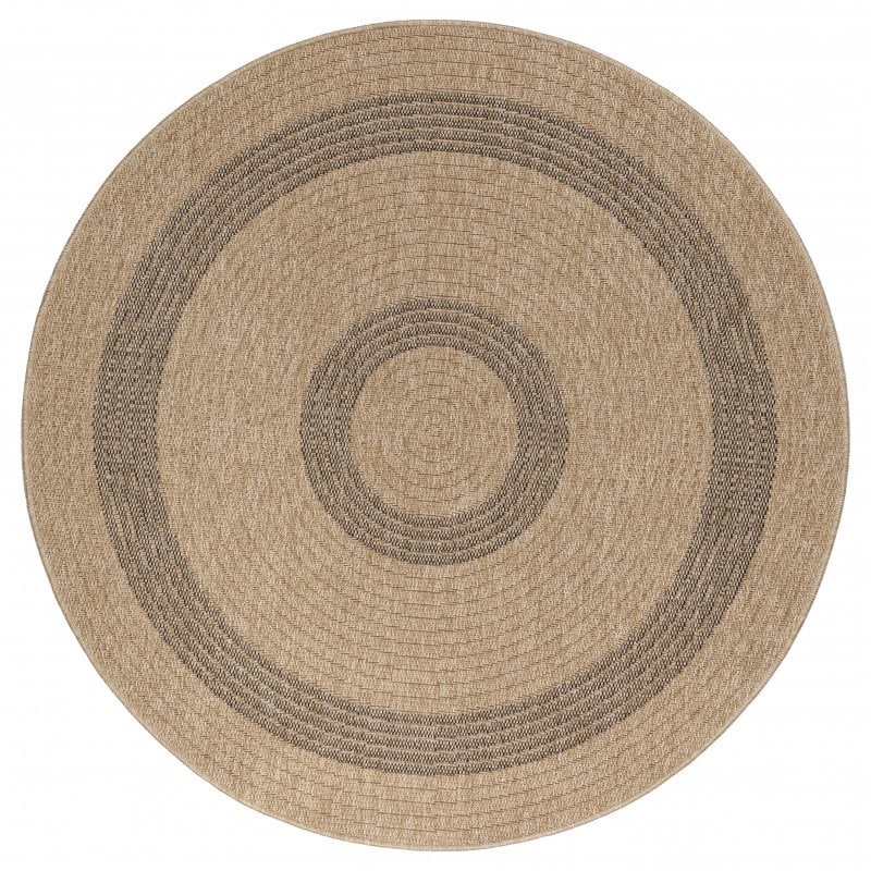 Maria Rundt Indendørs/Udendørs Gulvtæppe i Beige med Simple Mørke Ringe fra Rugs by Uniquebeds Home & Living | Flere Størrelser - Billede 2