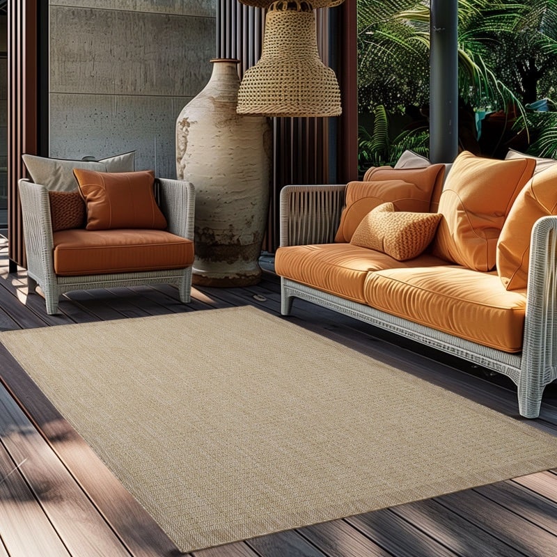 Mila Gulvtæppe i Beige med Simpel Kant fra Rugs by Uniquebeds Home & Living | Flere Størrelser i Firkantet & Rund - Billede 4