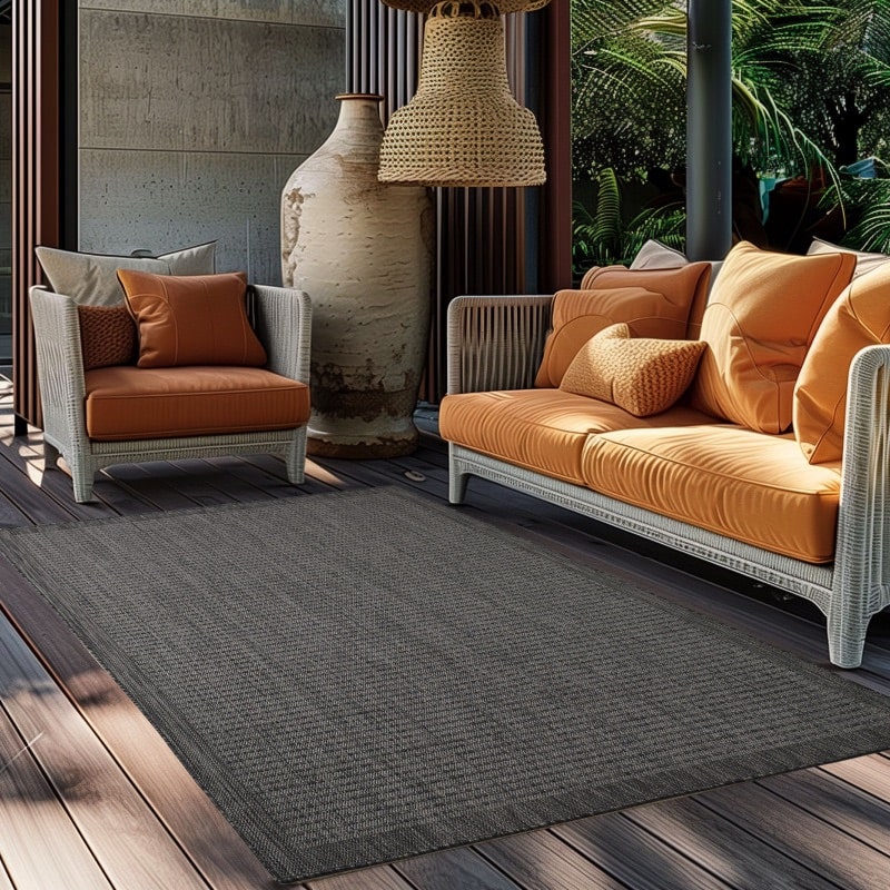 Mila Gulvtæppe i Sort med Simpel Kant fra Rugs by Uniquebeds Home & Living | Flere Størrelser i Firkantet & Rund - Billede 4
