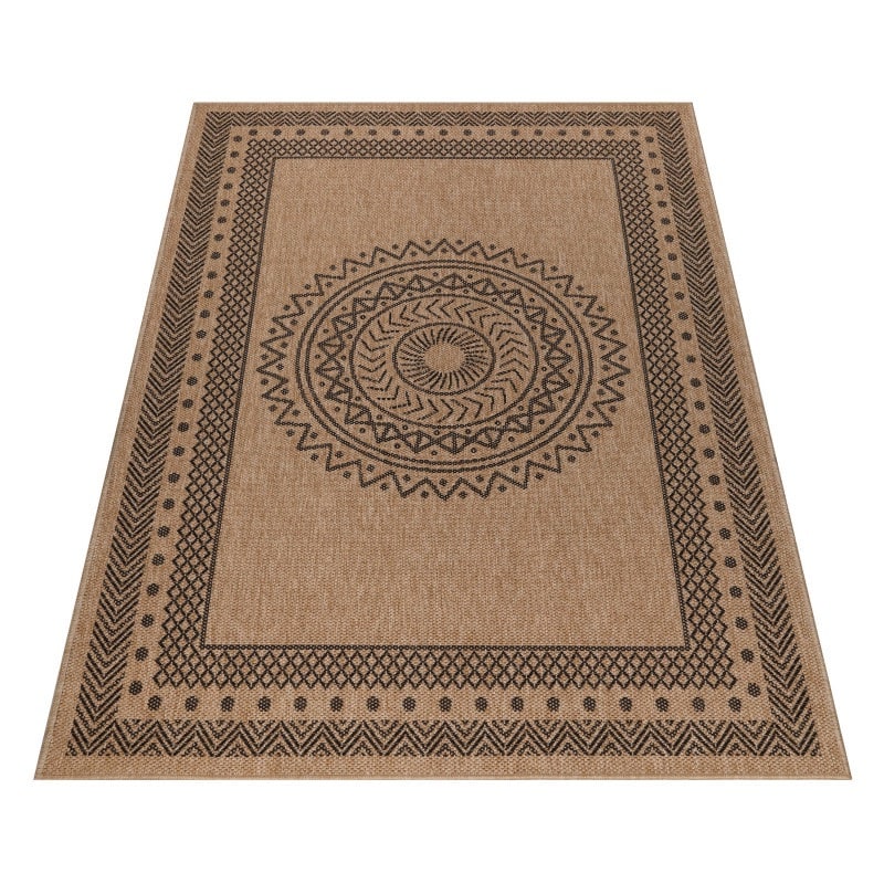 Nancy Indendørs/Udendørs Gulvtæppe i Beige & Sort med Simpelt Mandala Mønster fra Rugs by Uniquebeds Home & Living | Flere Størrelser - Billede 5