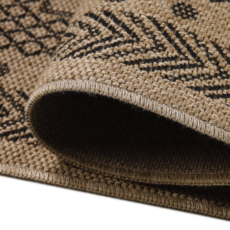 Nancy Indendørs/Udendørs Gulvtæppe i Beige & Sort med Simpelt Mandala Mønster fra Rugs by Uniquebeds Home & Living | Flere Størrelser - Billede 3