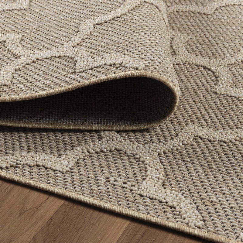 Scarlett Indendørs/Udendørs Gulvtæppe i Beige med Simpelt Quatrefoil Mønster fra Rugs by Uniquebeds Home & Living | Flere Størrelser - Billede 3