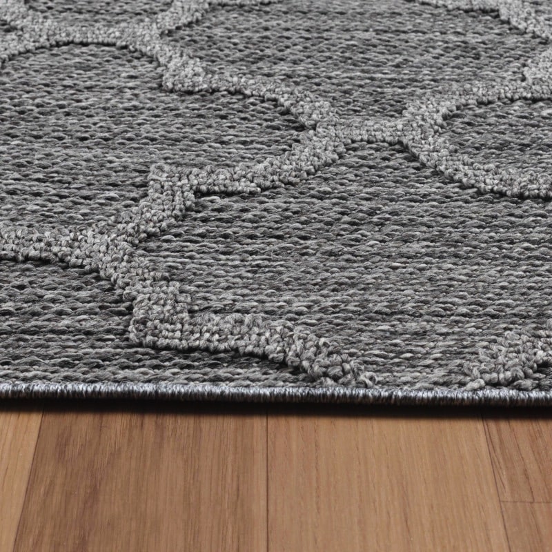 Scarlett Indendørs/Udendørs Gulvtæppe i Grå med Simpelt Quatrefoil Mønster fra Rugs by Uniquebeds Home & Living | Flere Størrelser - Billede 2