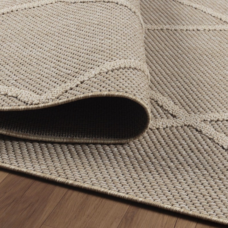 Zara Indendørs/Udendørs Gulvtæppe i Beige med Simpelt Ternet Mønster fra Rugs by Uniquebeds Home & Living | Flere Størrelser - Billede 3