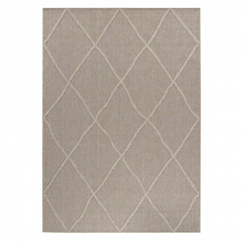 Zara Indendørs/Udendørs Gulvtæppe i Beige med Simpelt Ternet Mønster fra Rugs by Uniquebeds Home & Living | Flere Størrelser - Billede 5