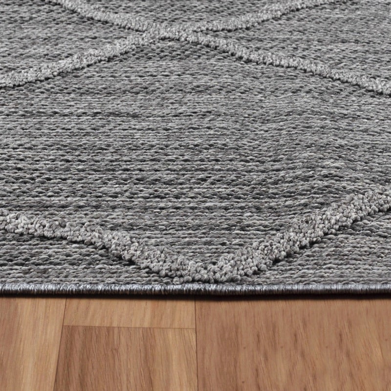 Zara Indendørs/Udendørs Gulvtæppe i Grå med Simpelt Ternet Mønster fra Rugs by Uniquebeds Home & Living | Flere Størrelser - Billede 2