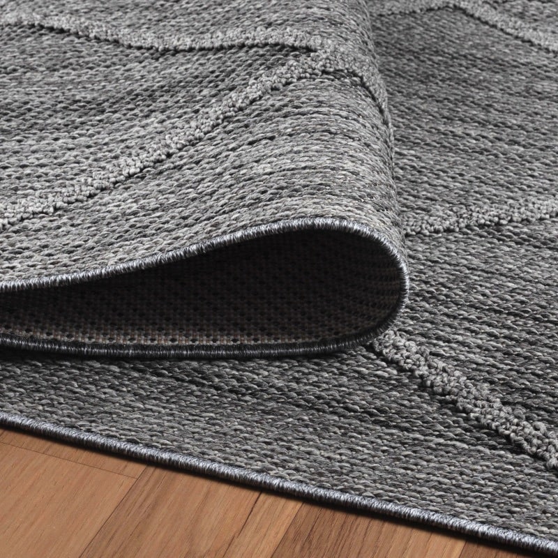 Zara Indendørs/Udendørs Gulvtæppe i Grå med Simpelt Ternet Mønster fra Rugs by Uniquebeds Home & Living | Flere Størrelser - Billede 3