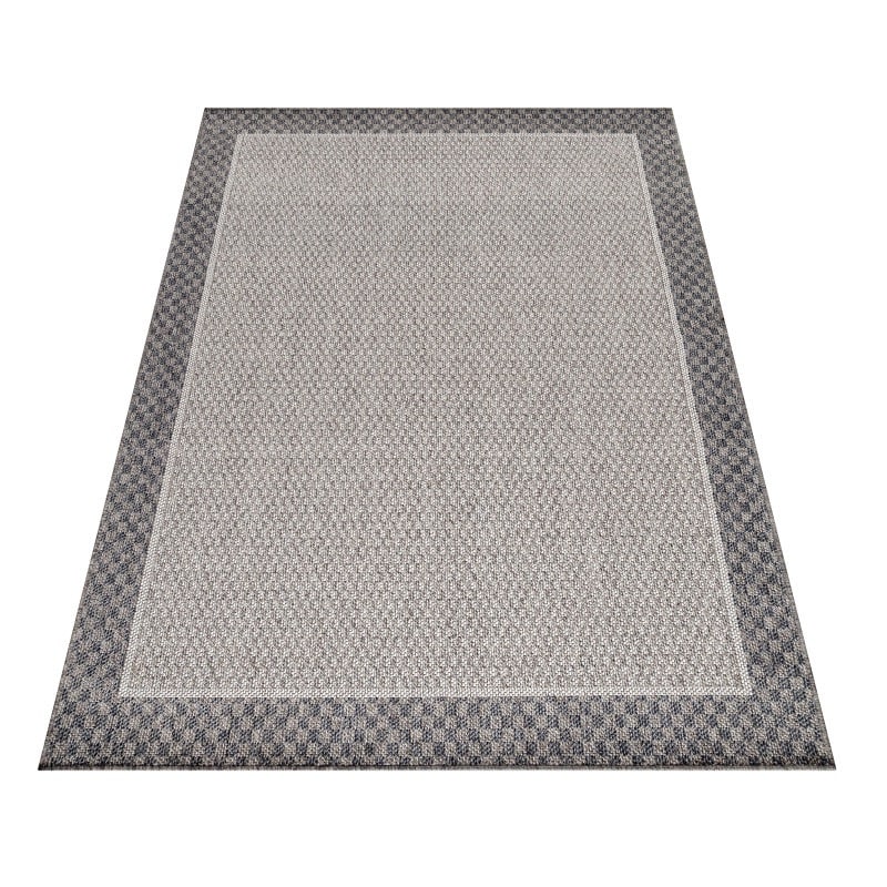 Anna Indendørs/Udendørs Gulvtæppe i Creme med Simpel Ternet Kant fra Rugs by Uniquebeds Home & Living | Flere Størrelser - Billede 3