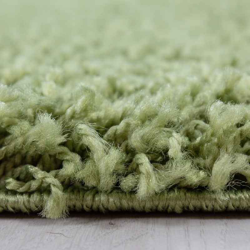 Luna Ensfarvet Fluffy Gulvtæppe i Grøn fra Rugs by Uniquebeds Home & Living | Flere Størrelser i Firkantet & Rund - Billede 5
