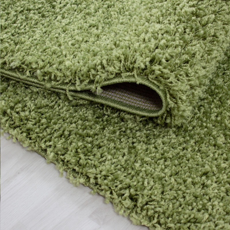 Luna Ensfarvet Fluffy Gulvtæppe i Grøn fra Rugs by Uniquebeds Home & Living | Flere Størrelser i Firkantet & Rund - Billede 6