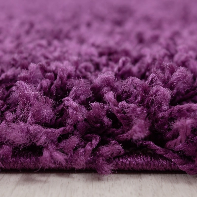 Luna Ensfarvet Fluffy Gulvtæppe i Lilla fra Rugs by Uniquebeds Home & Living | Flere Størrelser i Firkantet & Rund - Billede 5