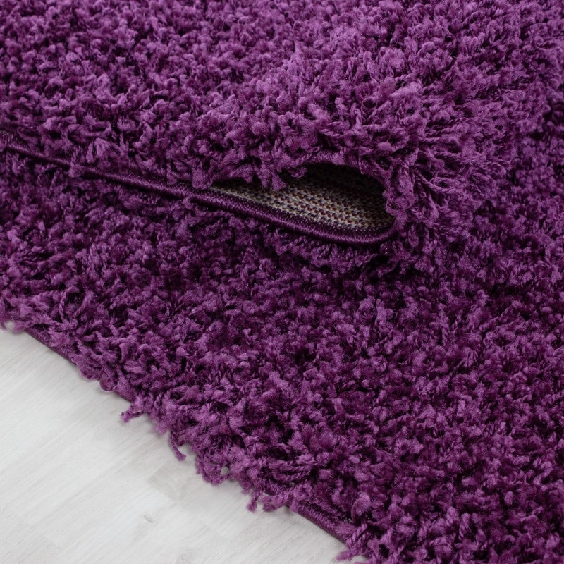 Luna Ensfarvet Fluffy Gulvtæppe i Lilla fra Rugs by Uniquebeds Home & Living | Flere Størrelser i Firkantet & Rund - Billede 6