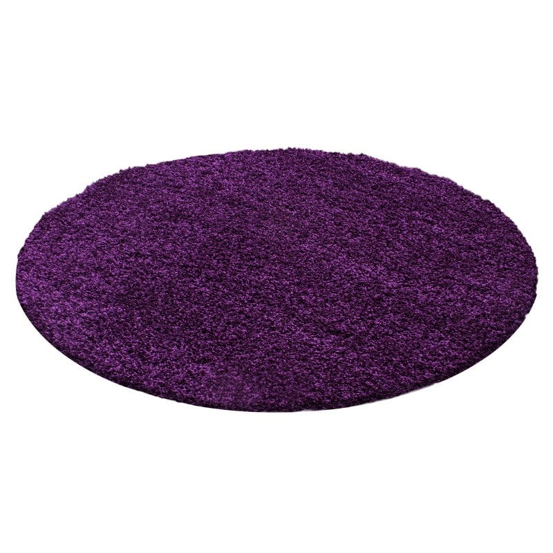 Luna Ensfarvet Fluffy Gulvtæppe i Lilla fra Rugs by Uniquebeds Home & Living | Flere Størrelser i Firkantet & Rund - Billede 4