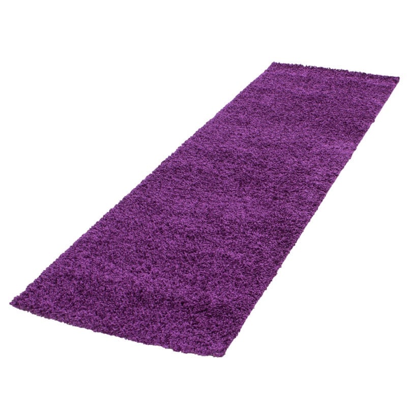 Luna Ensfarvet Fluffy Gulvtæppe i Lilla fra Rugs by Uniquebeds Home & Living | Flere Størrelser i Firkantet & Rund - Billede 3