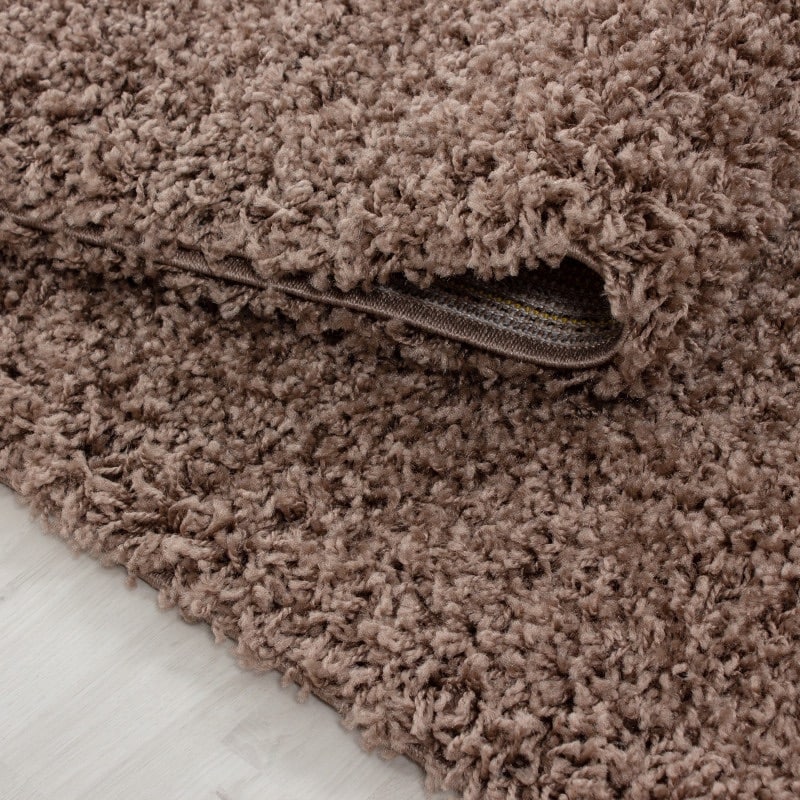 Luna Ensfarvet Fluffy Gulvtæppe i Mocca fra Rugs by Uniquebeds Home & Living | Flere Størrelser i Firkantet & Rund - Billede 6