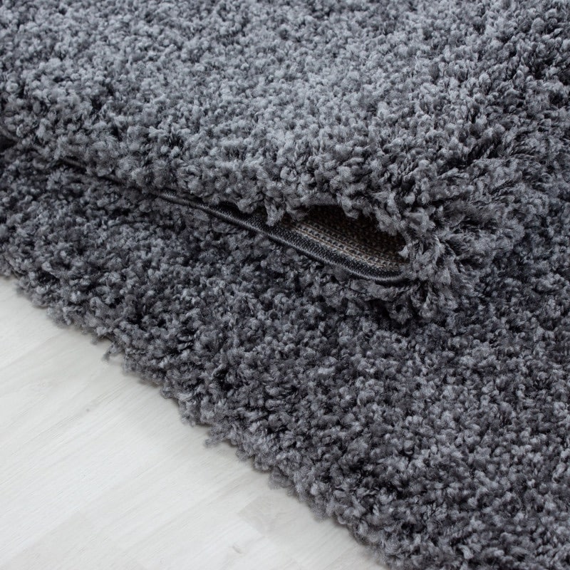 Luna Ensfarvet Fluffy Gulvtæppe i Mørk Grå fra Rugs by Uniquebeds Home & Living | Flere Størrelser i Firkantet & Rund - Billede 6